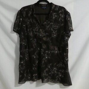 ENCORE | size 22 | Brown Floral Blouse